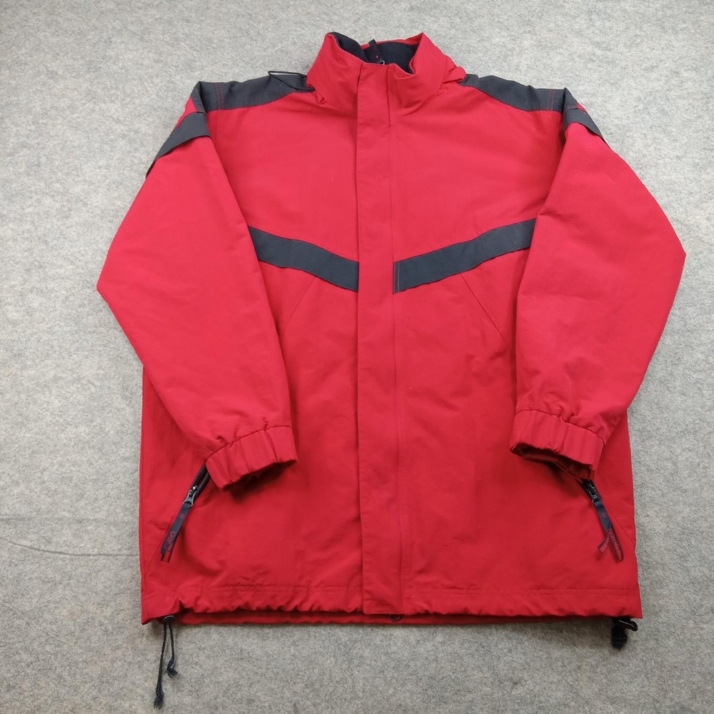 Chaps Ralph Lauren Jacket Mens Medium Red Nylon Fleece Lined Winter Coat